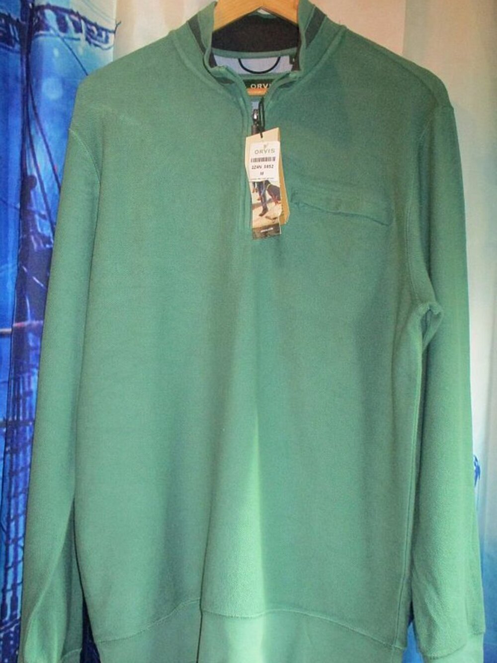 NWT "Orvis" Men's Edgehill Ribbed Twill -1/4 Zip Sweatshirt Fiddlehead Green M